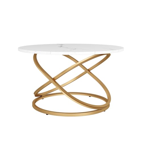 Vicco Table Basse Calgary, Blanc/Or, 79.5x46cm avec Une Grande Surface de Travail, pour Une Utilisation en Tant Que Tablette ou Plan de Travail dans l'espace de Vie