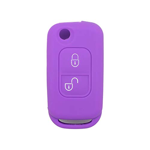 BROVACS Silicone Cover Protector Case Holder Skin Jacket Compatible with MERCEDES BENZ 2 Button Flip Remote Key Fob CV9952 Purple - Image 2