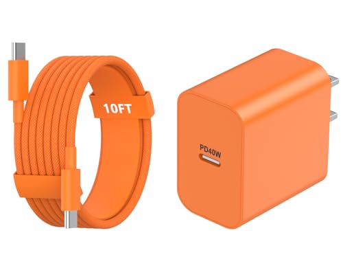 Image of iPhone 17 16 15 Fast Charger,[MFi Certified] 40W USB C Wall Charger Block with 10FT USB C to USB C Charging Data Sync Woven Cable for iPhone 17 /17Air /17Pro Max /16 Pro Max /16Pro /16 /15ProMax /15Pro