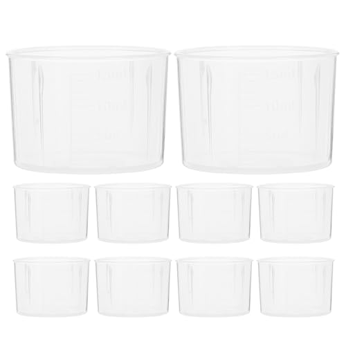HOODANCOS Vasos Medidores de Laboratorio de 15 Ml de Polipropileno Transparente Vasos de Precipitados Graduados para Líquidos 10 Unidades Multiusos para Medicamentos y Reutilizable