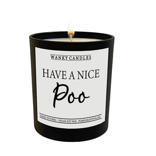 Wanky Candle - Have a Nice Poo | Hilarious & Cheeky Black Jar Candle for Bathroom