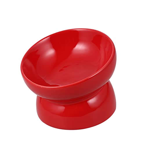 Levemolo 高い脚付きセラミック製猫用フードボウル 斜め口ペットフィーダー 犬用食事ボウル