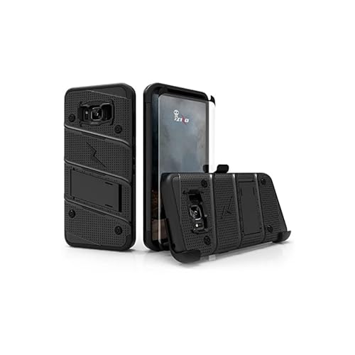 Zizo Samsung Galaxy S8 Plus Case, Bolt Series with Screen Protector, Kickstand, Military Grade Drop Tested, Holster Belt Clip