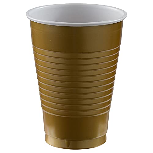 Amscan Party Supplies Gold Sparkle Plastic Cups, 12 Oz, Multi