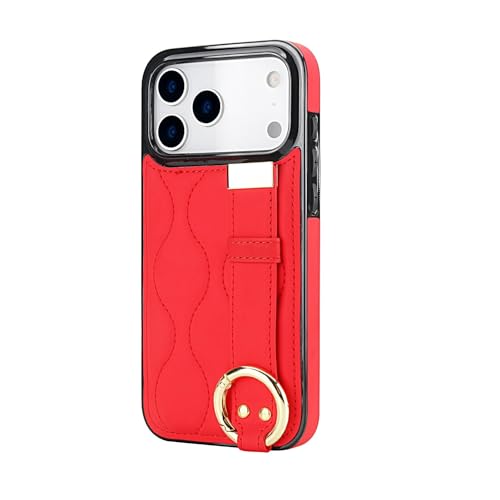 Coque silicone iPhone 17 Pro Max rouge rigide sangle latérale arrière