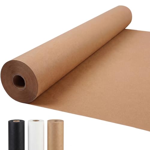 PerkHomy 36 x 2 220 (185) Brown Kraft Paper Roll for Craft Bulletin Board Paper Art Table Covering Crafting Gift Wrapping Bouquet Packing Parcel 70GSM 50LB (Brown 36 x 185)