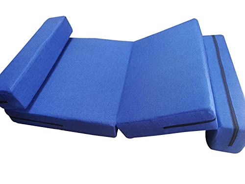 Image of Seater Folding Sofa Set Cum Bed for Home & Living Room | Mattress - Perfect for Guests | Jute Fabric (Royal Blue, 6x6 Feet)