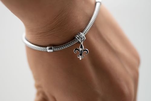 Charm Flor de Lis de Plata 925 de 20 MM para pulsera de cadena de serpiente 6