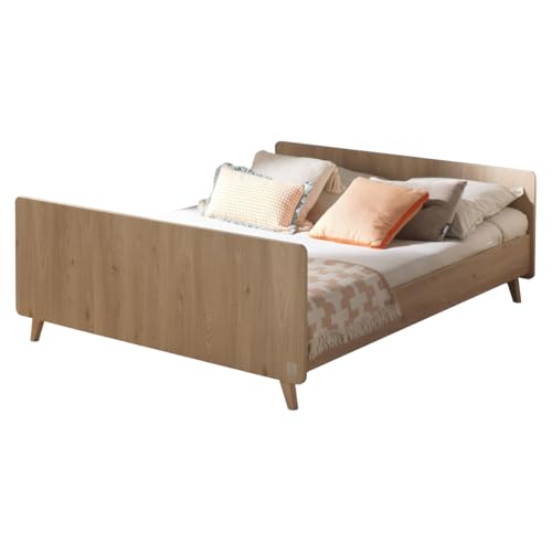 Sauthon Lit 140x190 en décor Bois chêne Suave