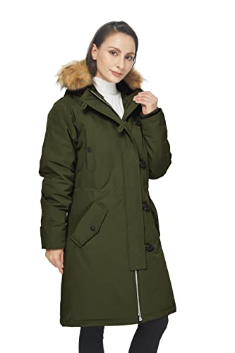 WenVen Women's Winter Waterproof Thicken Puffer Jacket Parka Coat with Fur Hood3