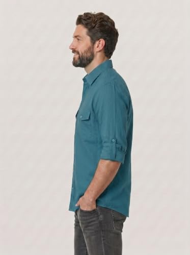 Image of Men's Firozi Double Flap Pocket | Regular Fit S Size | Solid Spread Collar | Versatile Everyday Office Wear Comfortable |Stylish Design | Shirt