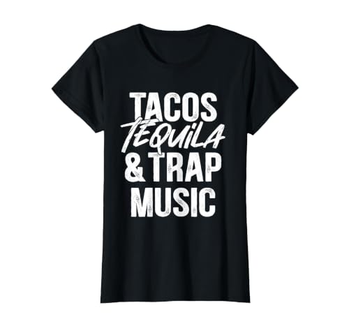 Tacos Tequila and Trap Music Mexican Food Drinking T-Shirt, Women, Black, XX-Large