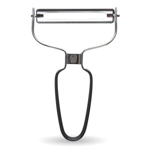 Chefkoch extra breiter Ziehschäler– 150x102x11mm Funktionsteil – Für großes Gemüse mit harter Schale wie Kürbis & Kohlrabi – Anti-Rutsch Griff – Grau/Silber