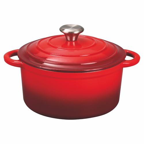 Galileo Les Cocottes SìChef - Cacerola con tapa, 20 cm, hierro fundido esmaltado, inducción, color rojo