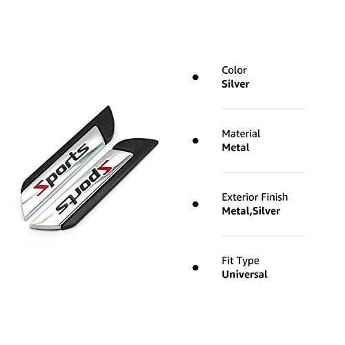 Pair Set Sport Emblem Fender 3D Metal Badge Car Body Side Sticker For Universal Cars (Black Red) #TOP7