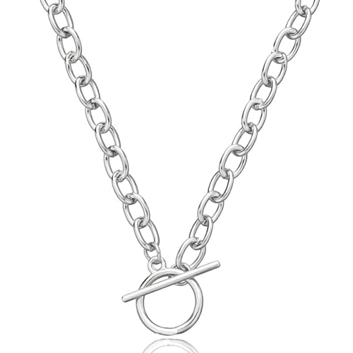 Toggle Necklace 14K Gold Plated Paperclip Chain Choker Stainless Steel Cable Necklaces Jewelry for Women