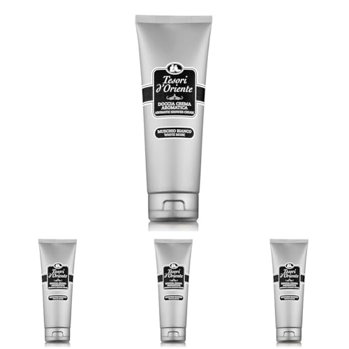 Tesori d\'Oriente - Doccia Crema Muschio Bianco, dalle Note Muschiate e Ambrate, con Oli Essenziali, Dona alla Pelle Freschezza e Benessere Prolungato, 250ml (Confezione da 4)