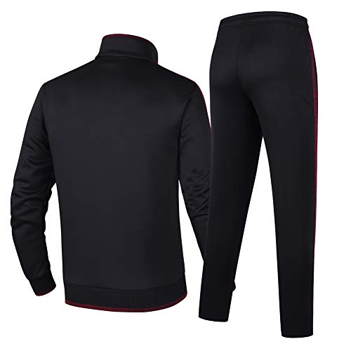 Guanzizai Men's Casual Tracksuit Long Sleeve Sweatsuit Athletic Set Full Zip Running Jogging Sports Jacket And Pants Black Large #TOP1