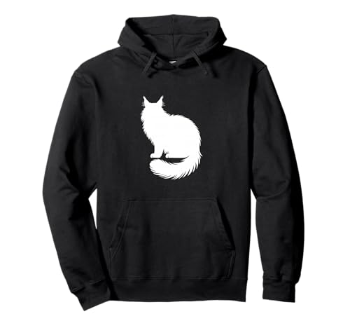 ���C���N�[���̂ӂ�ӂ�V���G�b�g�L�D�� Maine Coon Fluffy Silhouette Cat Lover �p�[�J�[