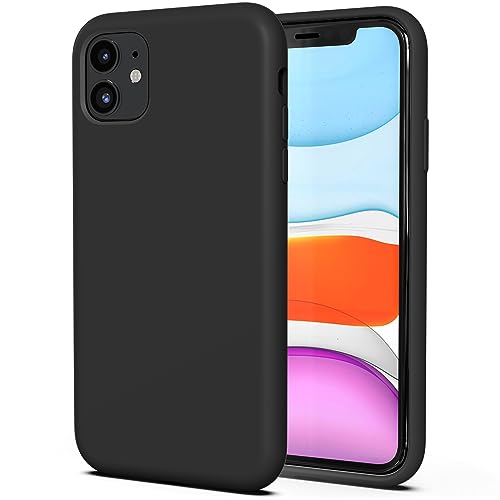 TAXXOE Silicone Case with iPhone 11 Case Soft Ultra Slim Protective Shockproof Liquid Silicone Phone Case,Anti-Scratch Microfiber Lining,6.1 inch-Black