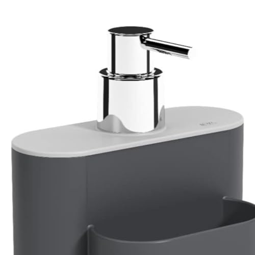 Coza - Kit para Pia com Dispenser Escorredor e Lixeira Flat 3 Peças - Cinza