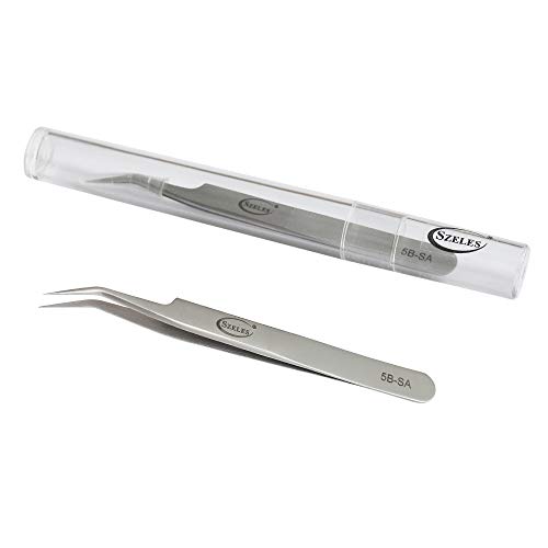 Szeles Vetus Volume Tweezers Stainless Steel Precision Tweezers Acrylic tube Package with Non-dust cloth Ultra Rigidity Curved Point Tweezers Pro Beauty Eyelash Extension Tool ?5B-SA?