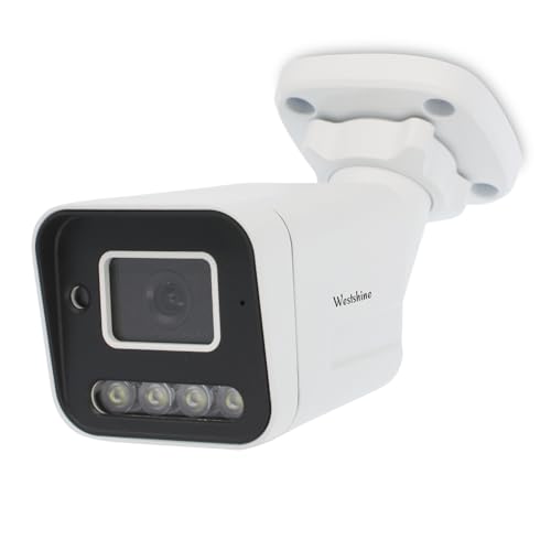 WESTSHINE Telecamera IP PoE 5MP, rilevamento persone/veicoli, deterrente attivo, telecamera di sorveglianza esterna con visione notturna colori, alloggiamento metallico grandangolare IP67
