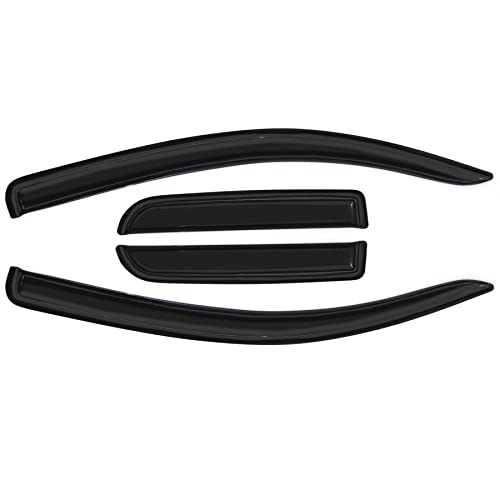 D&O Motor 4Pcs Front+Rear Smoke Sun/Rain Guard Outside Mount Tape-On Window Visors For 2007-2020 Toyota Tundra Double Cab With 2 Half Size Back Doors #TOP1
