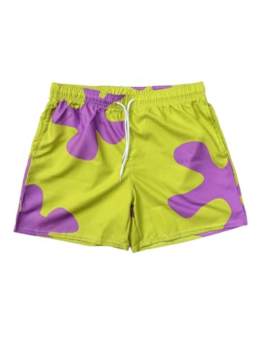 BEAUDRM Men's Graphic Swim Trunks Quick Dry Swim Shorts Drawstring Waist Beach Shorts with Pockets Green Medium