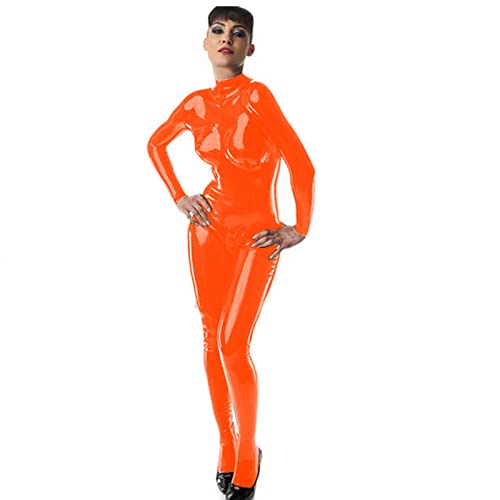 Sexy Hot Vrouwen PVC Betaalde Catsuit Coltrui Skinny Bodysuit Lange Mouw Jumpsuit Paaldansen Kostuums Plus Size Lingere - Afbeelding 6