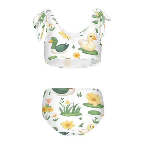Duck Flowers Wildlife Animal Girls Tankini Swimsuit Kids Bikini Sets 2 Pcs Bathing Suit 3T2