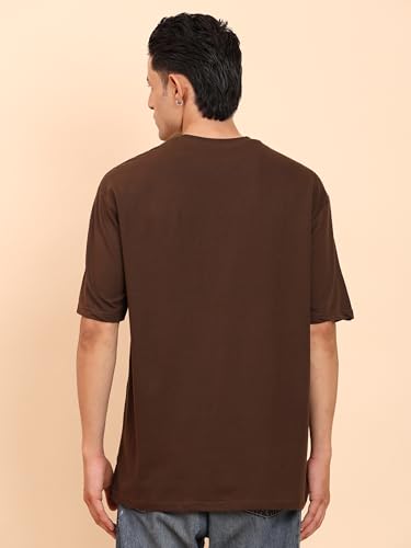 Image of Amazon Brand - Anarva Men's Oversized Cotton T-Shirt | Crew Neck | Half Sleeve | Solid Casual Tee