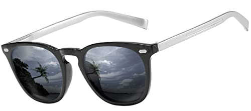 Tolumo Gafas De Sol Polarizadas Retro Para Hombres Y Mujeres, Con Patas De Metal Tr90, Marco Ultraligero Uv400 Para Conducir, Golf, Pesca, Lente Gris Con Marco Negro Plateado Tolumo Gafas De Sol Polarizadas Retro Para Hombres Y Mujeres, Con Patas De Metal Tr90, Marco Ultraligero Uv400 Para Conducir, Golf, Pesca, Lente Gris Con Marco Negro Plateado