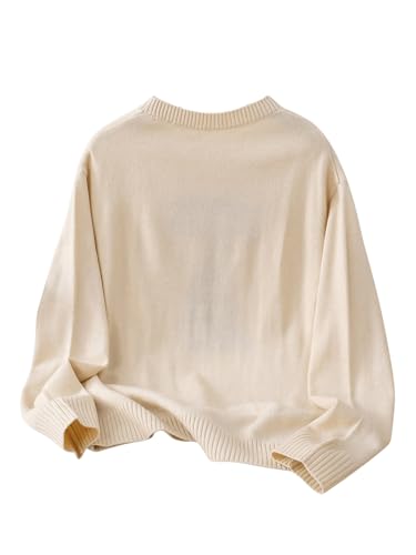 MakeMeChic Girl's Bow Sweater Crew Neck Long Sleeve Drop Shoulder Pullover Tops2