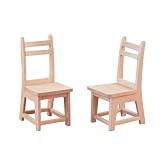 EXCEART 2 Pièces Dollhouse Miniature Meubles 1: 12 Président Dossier en Bois Jouets De Table Inachevée Chaise Siège Photographie Mise en Page des Accessoires pour Micro Monde Ornements