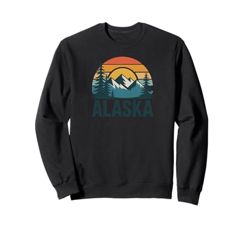 Vintage Alaska Retro Sunset Mountain Design Tees and Deco g[i[