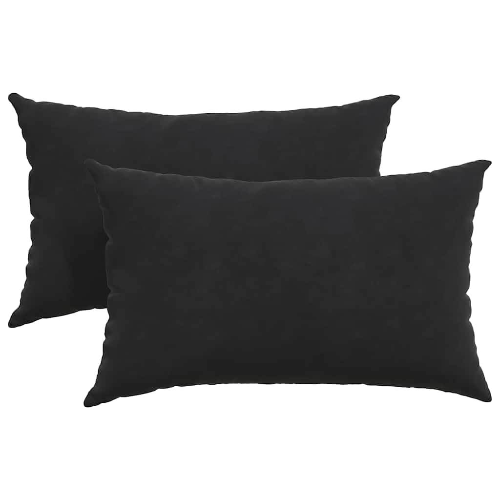 Juego de 2 cojines negros para sofá de pana de 50 x 30 cm, funda extraíble con cremallera, relleno de poliéster, moderno juego de cojines para salón, dormitorio, oficina, banco de esquina y