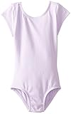 Clementine Girls' Big (7-16) Short Sleeve Scoop Neck Ballerina One Piece Leotard Dancewear Costume, Lilac, 12/14