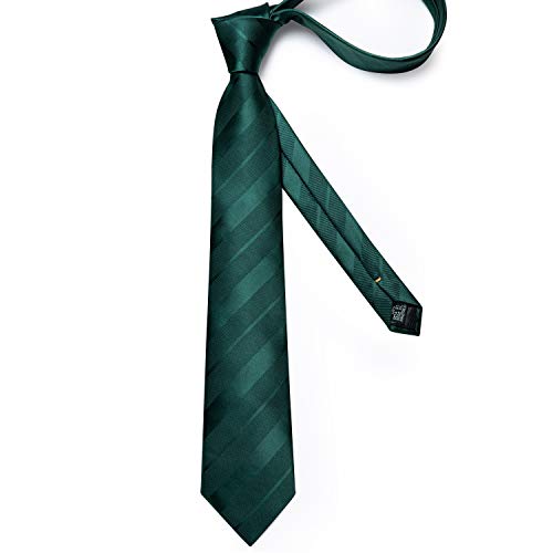 Image of DiBanGu Striped Tie Set for Men Silk Woven Plaid Necktie and Pocket Square Cufflinks Business Wedding