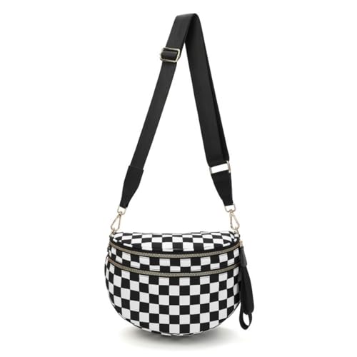 Emmafy GoFree -The RoomiestCrossbody for Women, Roomy Checkered Nylon Purse, Travel Hobo & Bum Bag4