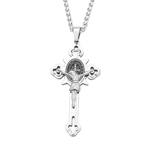 Collier croix catholique vintage pour homme style punk et tendance