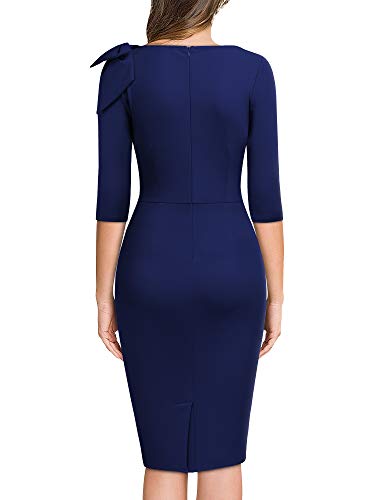 Miusol Women's 1950s Style Bow 2/3 Sleeve Business Pencil Dress2
