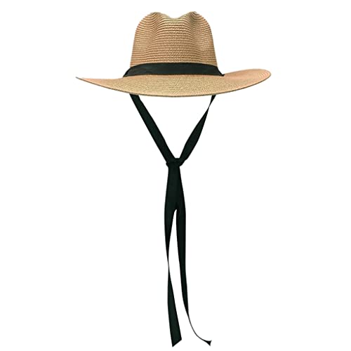 Chapeau panama en paille pour homme et femme avec cordon camel