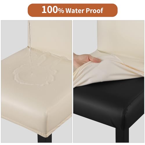 Image of YISUN Bar Stool Covers, Stretch Polar fleece blend Bar Stool Slipcover Removable Washable Bar Stool Chair Covers, High Chair Cover with Elastic Bands (4 Pack, Beige)
