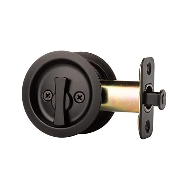 Dynasty Hardware Round Bed/Bath Privacy Pocket Door Latch Flat Black