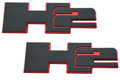 Image of 2pcs New H2 Rear Liftgate Door Nameplate 3D Badge Emblems Replacement for 2003-2009 Hummer H2 Origianl Size (Redline)