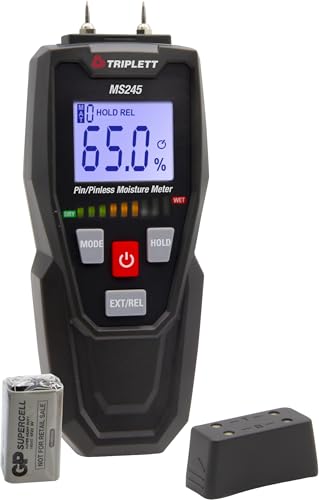 Image of Triplett MS245 Pin /Pinless Moisture Meter for Wood and Building Materials with Audible Indicator