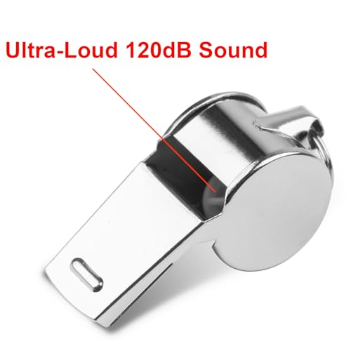 Pack de 24 Silbatos de Acero Inoxidable con Cuerdas - Sonido Fuerte y Claro para Entrenadores, Árbitros, Kits de Supervivencia y Seguridad al Aire Libre miniatura 3