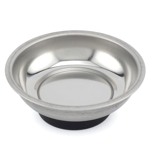 Image of AASONS Professional Round Stainless Steel Round Magnetic Tray For Socket Screw Nuts, Bolts Metal Parts, Iron Spare Parts Strong Magnet | 4 inch (110mm) Depth 21mm