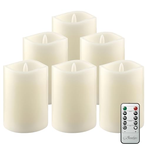 Image of Stonebriar 3 Count Ivory Real Wax 3x4 Flameless LED Pillar Candles with Remote and Timer